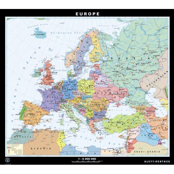 Klett-Perthes Verlag Carta continentale Europa politica / muta (lavabile) fronte/retro