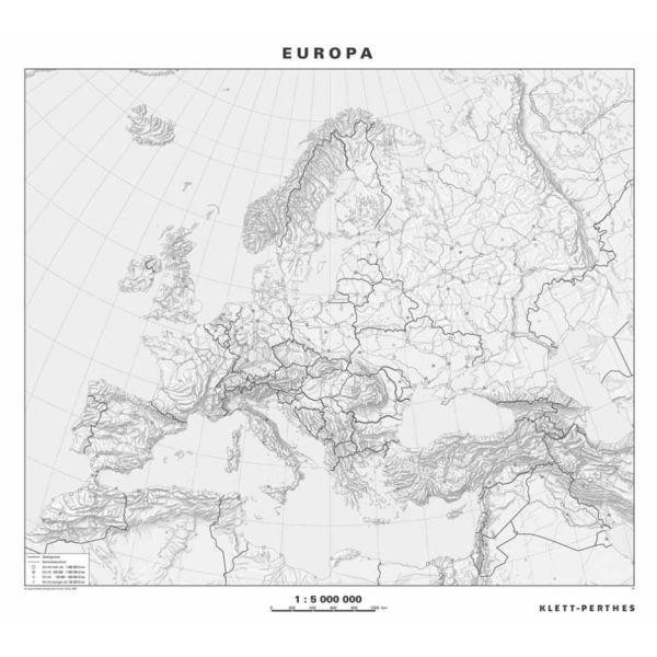 Klett-Perthes Verlag Carta continentale Europa politica / muta (lavabile) fronte/retro