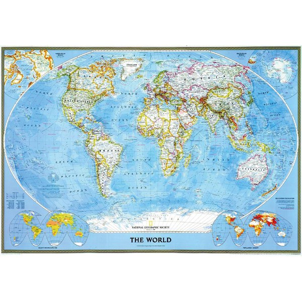 National Geographic Mappa del Mondo Planisfero politico classico - Grande, laminato