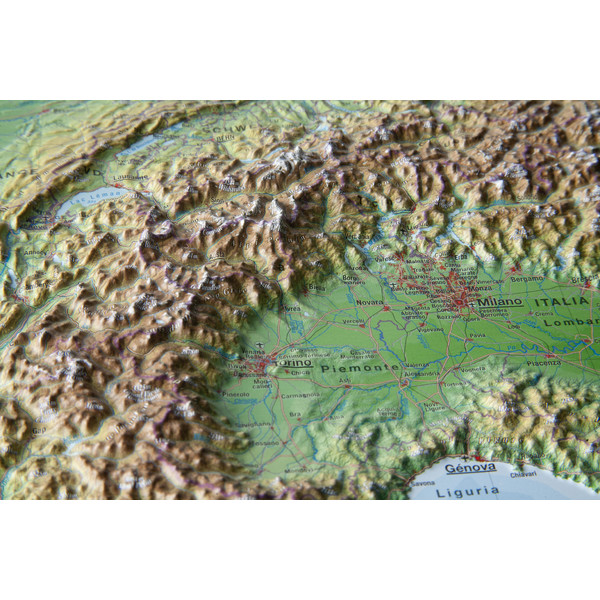 Georelief Mappa Regionale Arco alpino, carta in rilievo piccola (in tedesco)