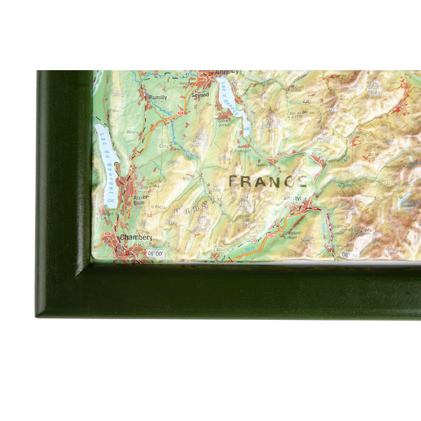 Georelief Mappa Svizzera, carta in rilievo grande con cornice in legno (in tedesco)