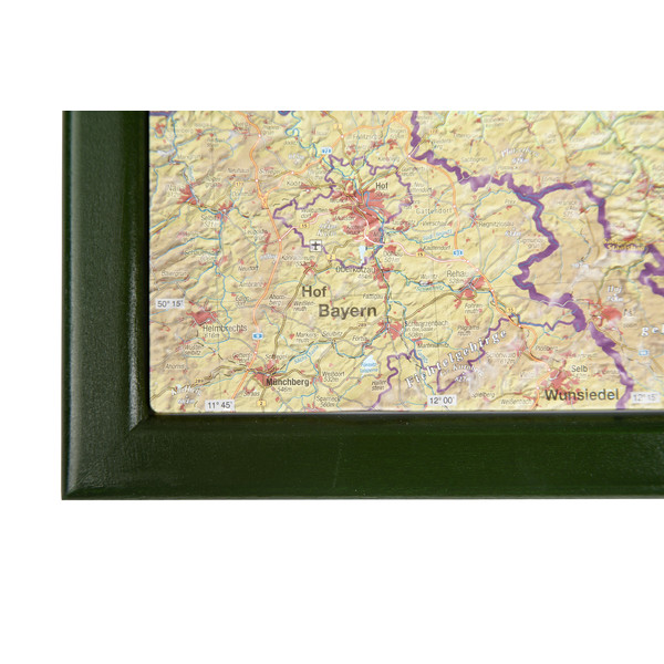 Georelief Mappa Regionale Sassonia, carta in rilievo grande con cornice in legno (in tedesco)