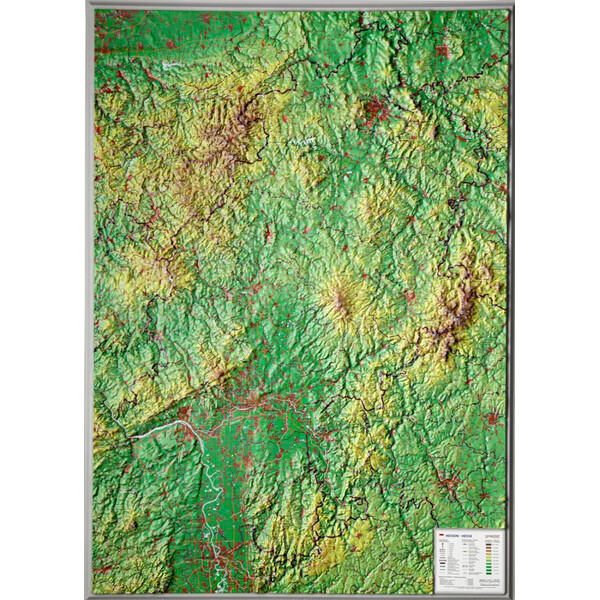 Georelief Mappa Regionale Assia, carta in rilievo grande (in tedesco)