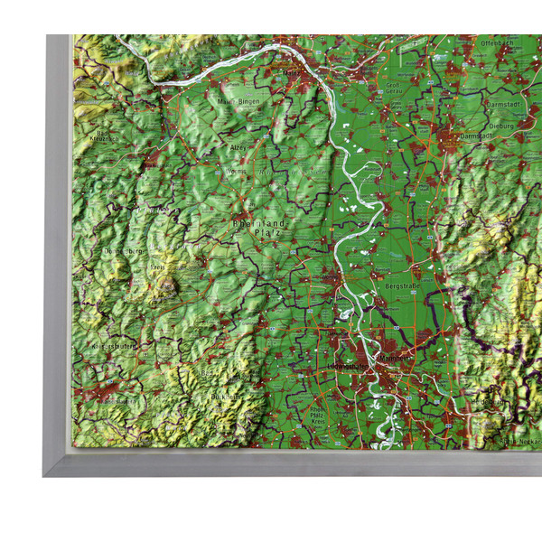 Georelief Mappa Regionale Assia, carta in rilievo grande (in tedesco)