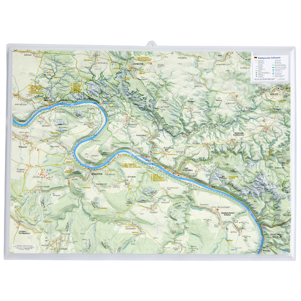 Georelief Mappa Regionale Svizzera sassone, carta in rilievo piccola (in tedesco)
