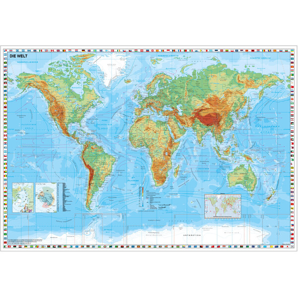 Stiefel Mappa del Mondo fisica con bordo bandiera (95x62)