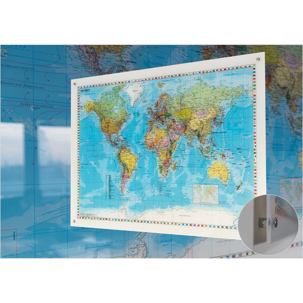 Stiefel Mappa del Mondo Planisfero in vetro acrilico, inglese