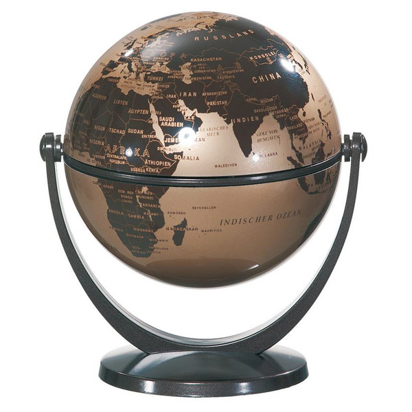 Stellanova Mini Globo Mappamondo con due assi di rotazione oro metallizzato-marrone 10cm