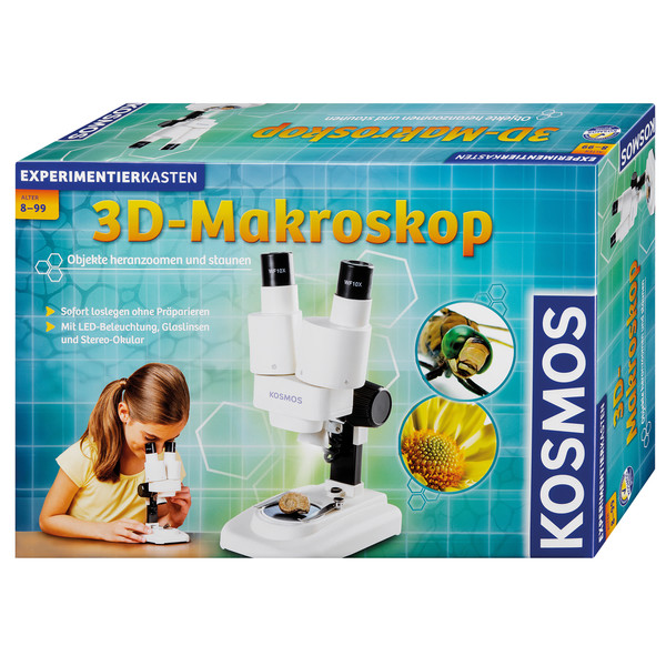 Kosmos Verlag Microscopio stereo 3-D Macroscopio set ricerca, 20x LED