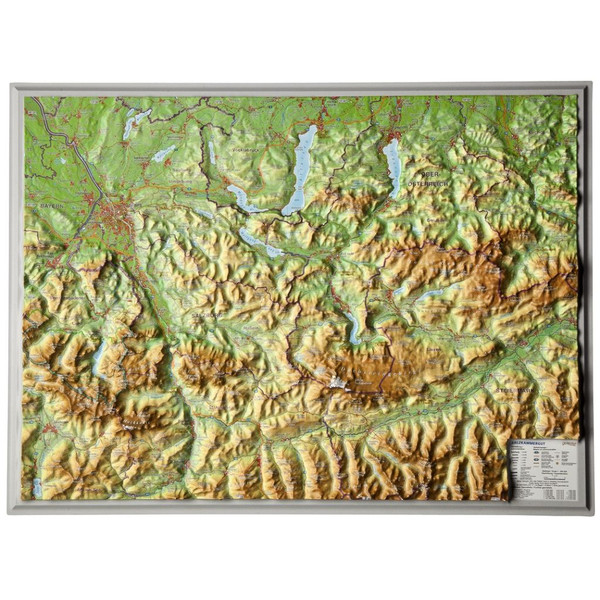 Georelief Mappa Regionale Salzkammergut, carta piccola in rilievo