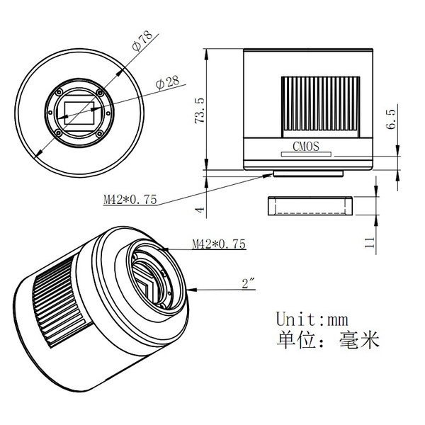 ZWO Fotocamera ASI 1600 MM-Cool V3 Mono + EFWmini + LRGB 1,25" Set