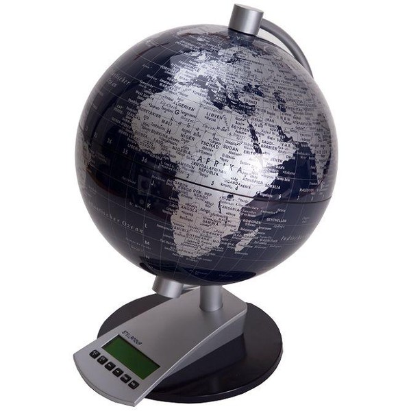 Stellanova Globo Mappamondo con orari del mondo nero 20cm (tedesco)