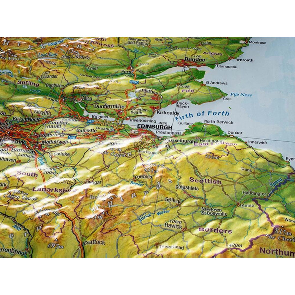 Georelief Mappa Gran Bretagna, carta grande in rilievo