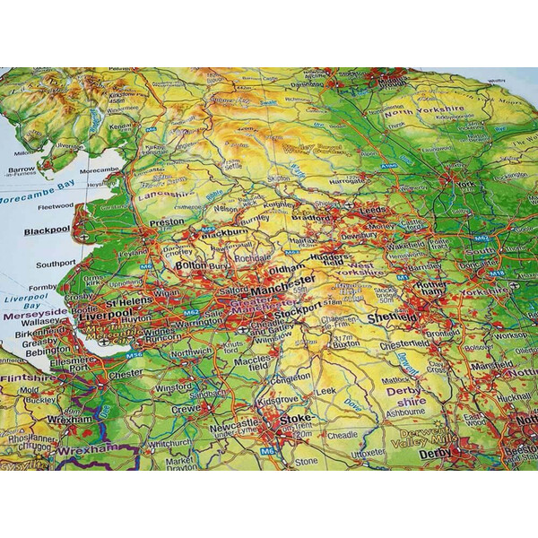 Georelief Mappa Gran Bretagna, carta grande in rilievo