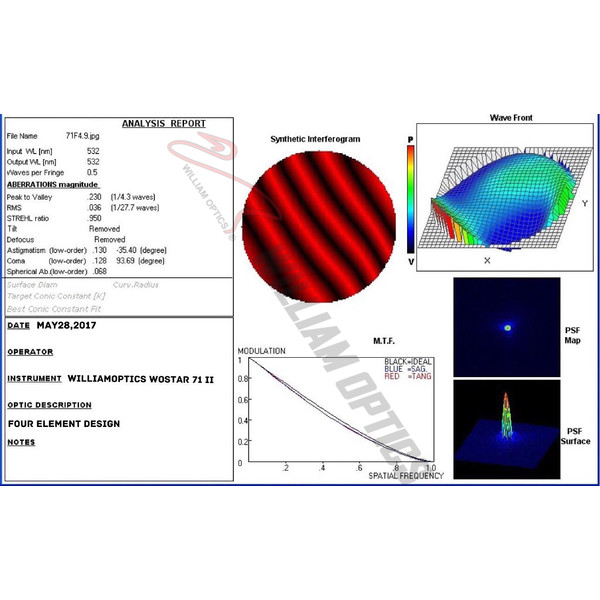 William Optics Rifrattore Apocromatico AP 71/350 WO-Star 71 Gold OTA