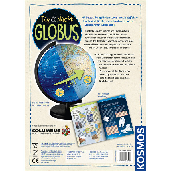 Kosmos Verlag Globo per Bambini Tag und Nacht Globus 26cm