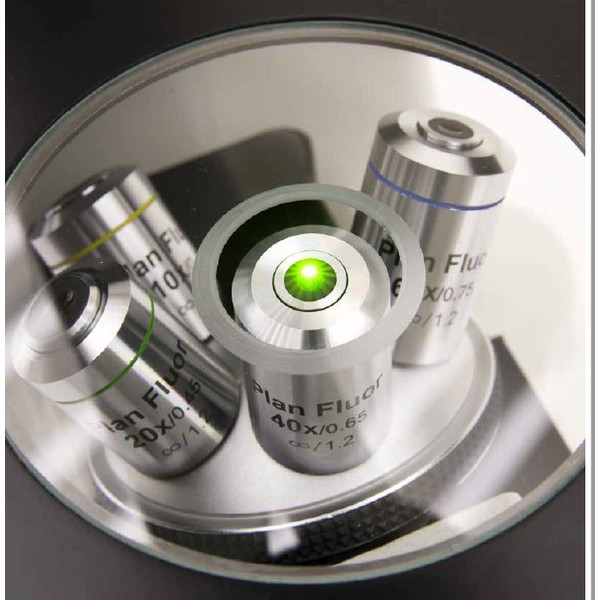 Optika Microscopio IM-3FL4-UK, trino, invertito, FL-HBO, filtro B&G, IOS LWD U-PLAN F, 100x-400x, UK
