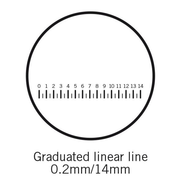 Motic reticolo con scala graduata (14 mm in 70 divisioni), (Ø 25 mm)