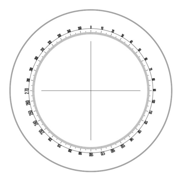 Motic oculare micrometrico WF10X/23 mm, goniometro 360º con suddivisioni 30º e reticolo