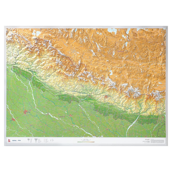 Georelief Mappa Regionale Nepal groß 3D
