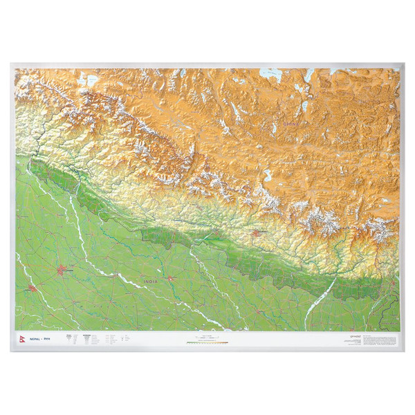 Georelief Mappa Regionale Nepal grande 3D