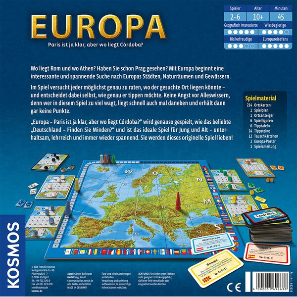 Kosmos Verlag Gioco Europa - Parigi è chiara, ma dove si trova Córdoba?