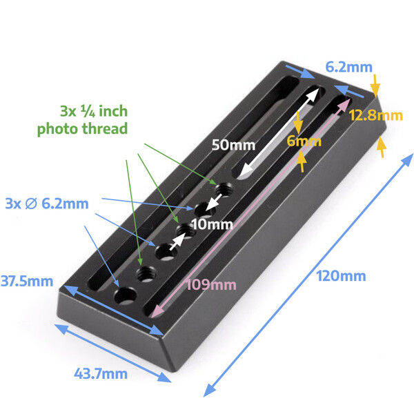 ASToptics piastra a coda di rondine universale stile V, 120 mm