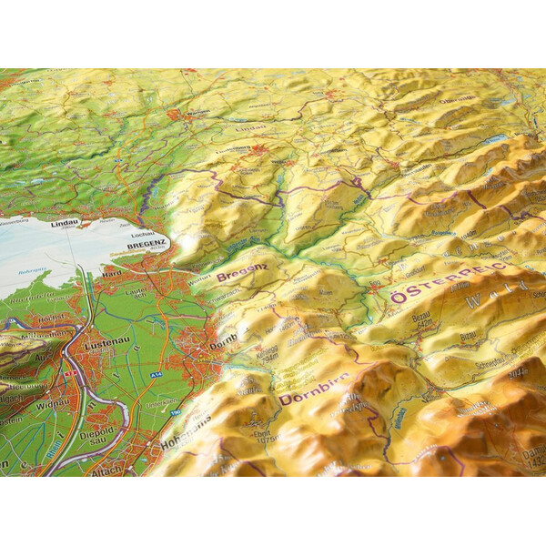 Georelief Mappa Regionale Allgäu Bodensee 3D Reliefkarte (77 x 57 cm)