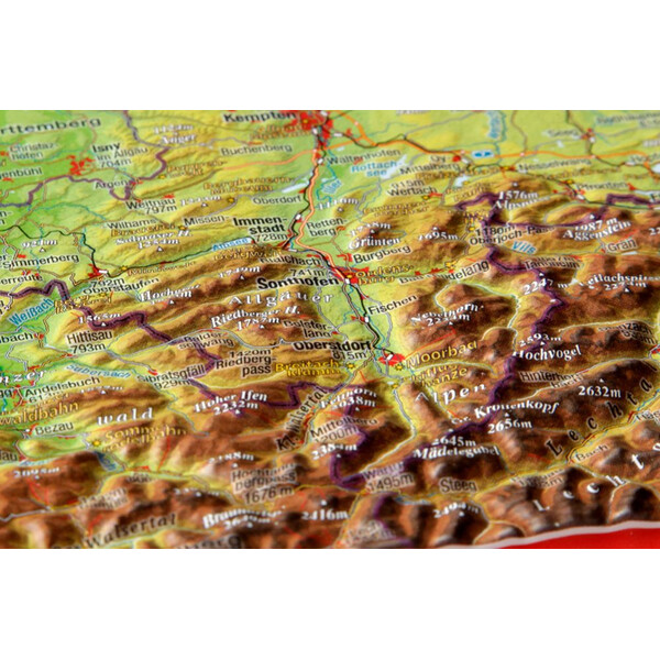 Georelief Mappa Regionale Allgäu Bodensee 3D Reliefkarte (77 x 57 cm)