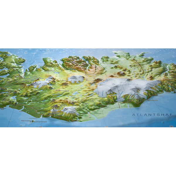 Georelief Mappa Island (klein) mit Holzrahmen, 3D Reliefkarte
