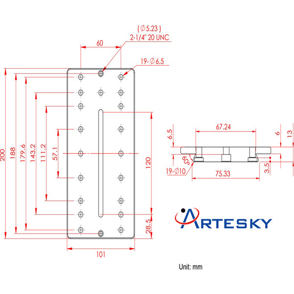 Artesky Piastra di montaggio Losmandy-Style 200 mm