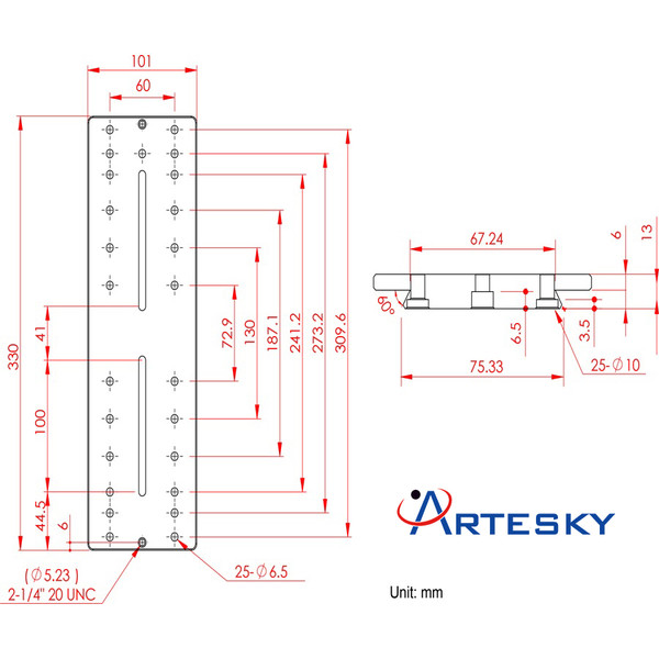 Artesky Piastra di montaggio Losmandy-Style 330 mm