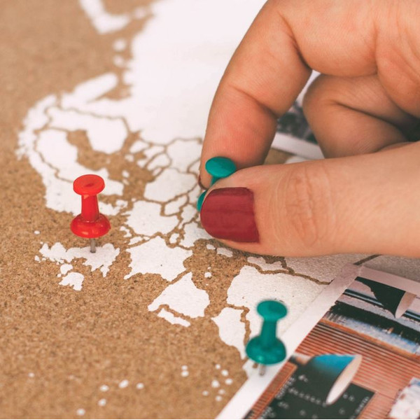 Miss Wood Mappa del Mondo Woody Map Natural Cork L white