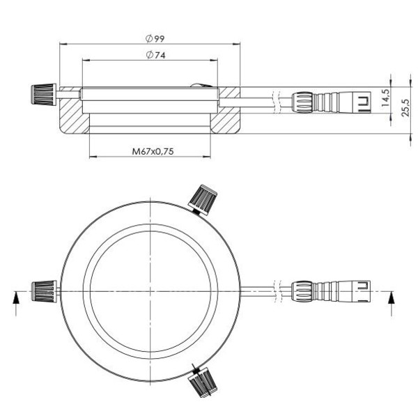 StarLight Opto-Electronics RL4-74-S4 R, segmento, rosso (620 nm), Ø 74 mm