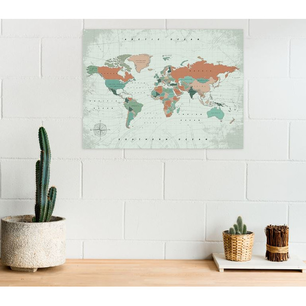 Miss Wood Mappa del Mondo Woody Map Acquerello Terracotta L