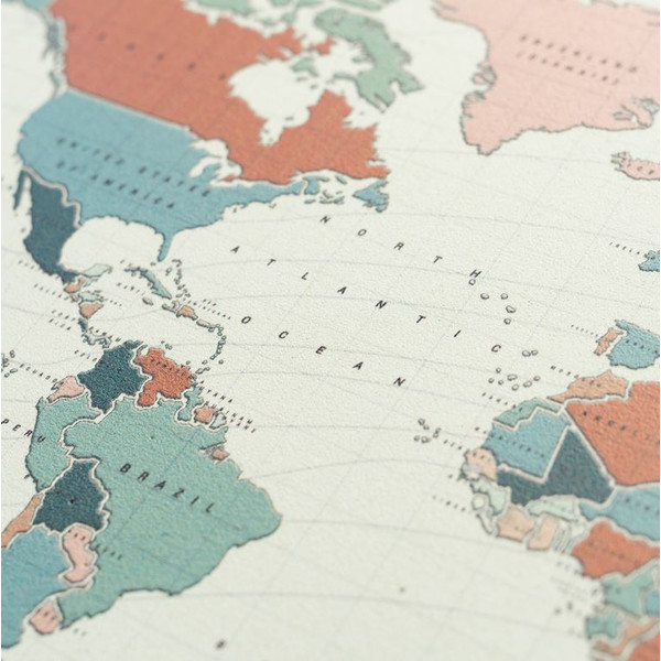 Miss Wood Mappa del Mondo Woody Map Acquerello Terracotta L