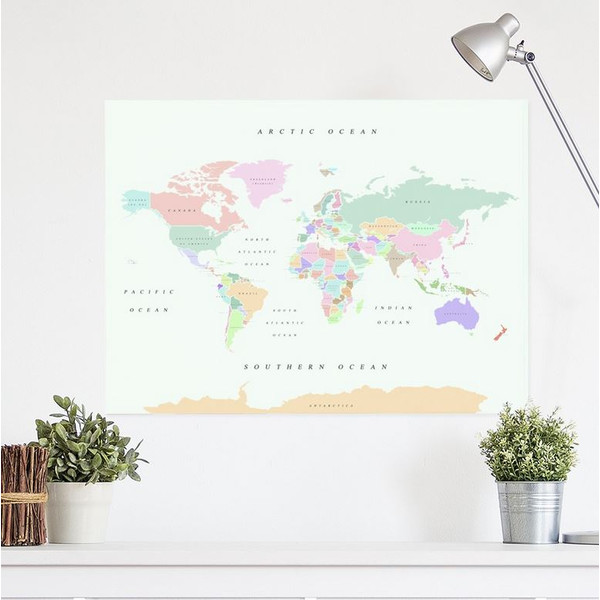 Mappemonde Miss Wood Woody Map Watercolor Retro XL