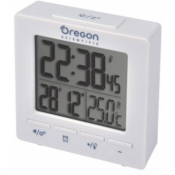 Oregon Scientific Stazione meteo Sveglia radiocontrollata con display della temperatura ambiente bianco
