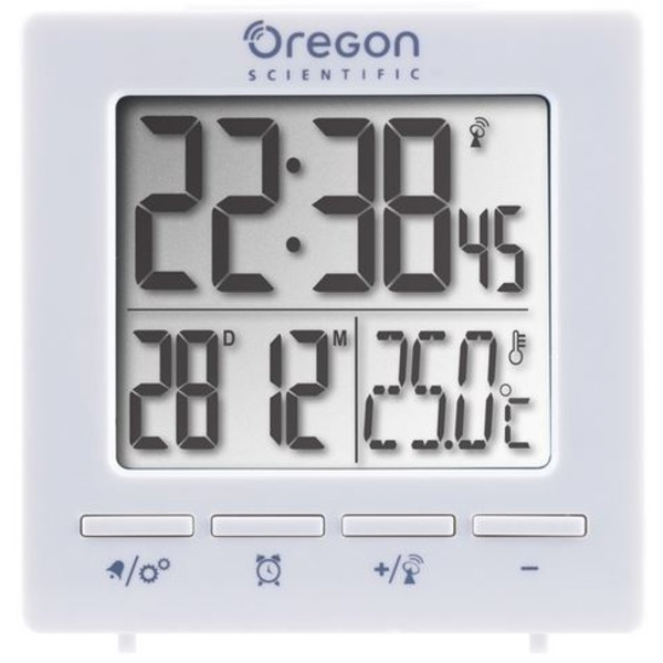 Oregon Scientific Stazione meteo Sveglia radiocontrollata con display della temperatura ambiente bianco