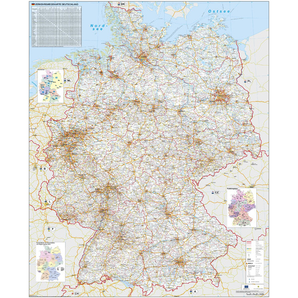 Stiefel Mappa Verkehrswegekarte Deutschland mit Metallleisten