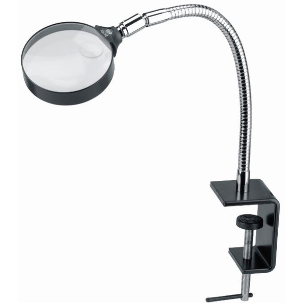Schweizer Lente da lavoro con morsetto da tavolo, 2x/Ø120mm, biconvessa