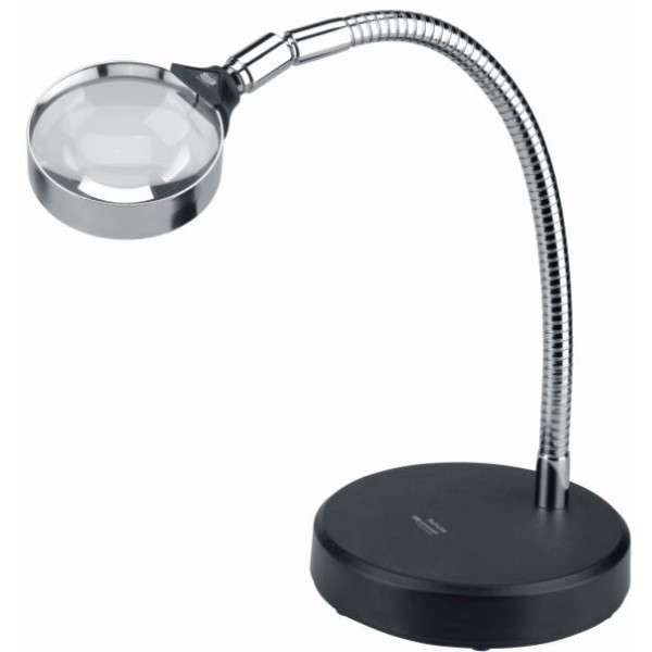 Schweizer Lente da lavoro con base da tavolo, 3x/Ø75mm, biconvessa