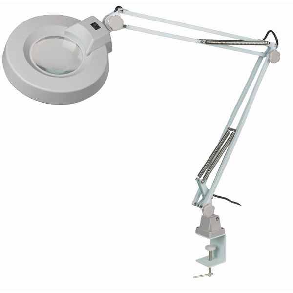 Schweizer Lente d`Ingrandimento Luce di ingrandimento, braccio a forbice, morsetto da tavolo, 2x/Ø125mm, biconvesso, 22W