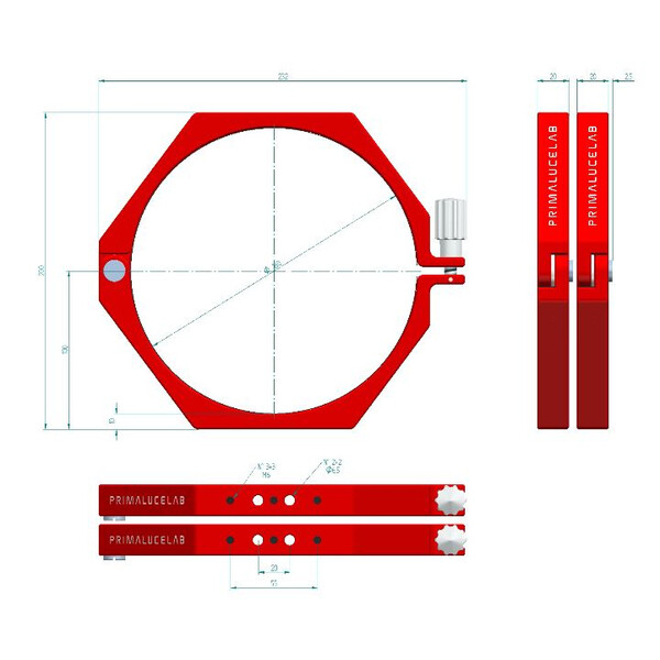 PrimaLuceLab Anelli di sostegno Rohrschellen PLUS 180mm