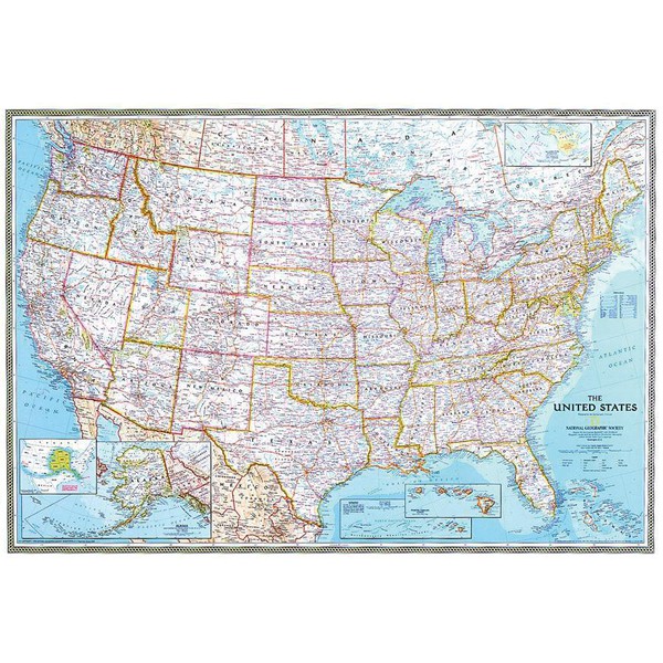 National Geographic Mappa Carta politica degli USA - Formato gigante