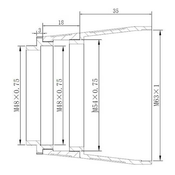 TS Optics Adattatore di proiezione Adapter M63/T2