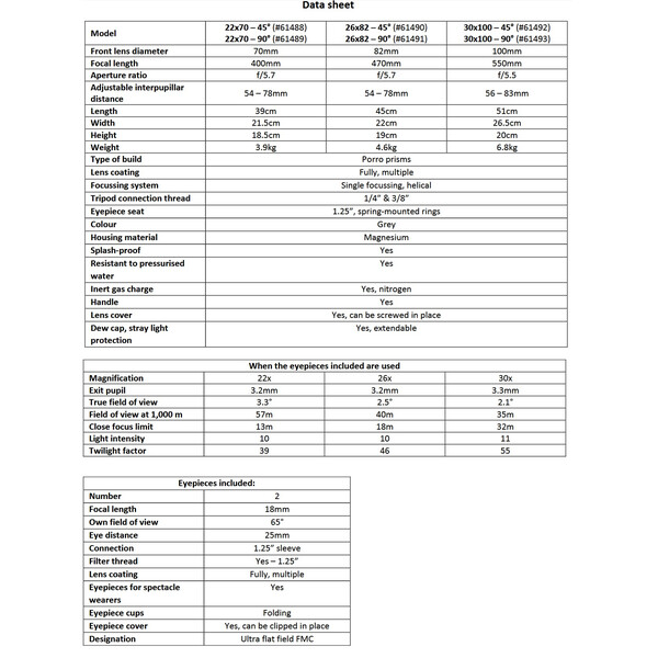 Omegon Binocolo Binocoli Brightsky 30x100 - 45°