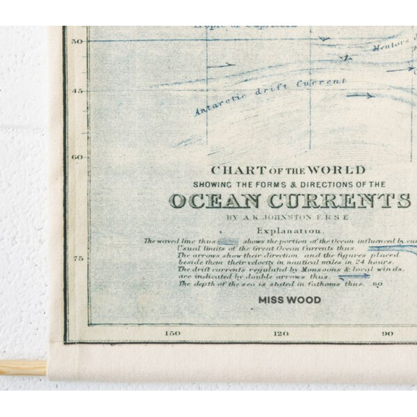 Miss Wood Mappa del Mondo Woody Cotton Map Oceans