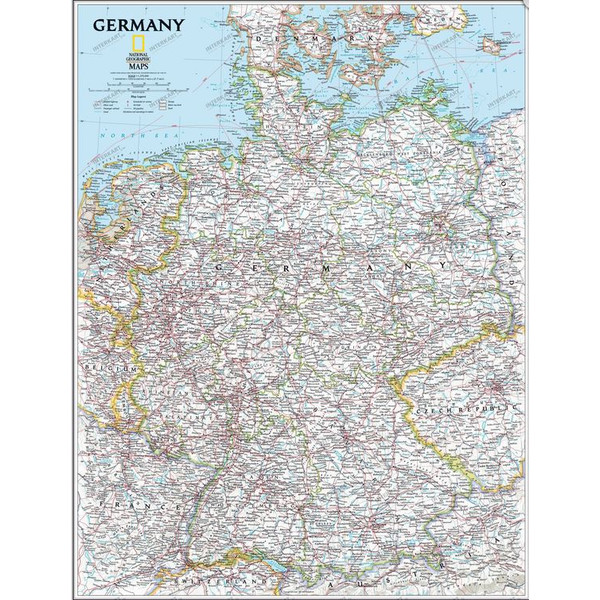 National Geographic Mappa Cartina della Germania incorniciata (argento)