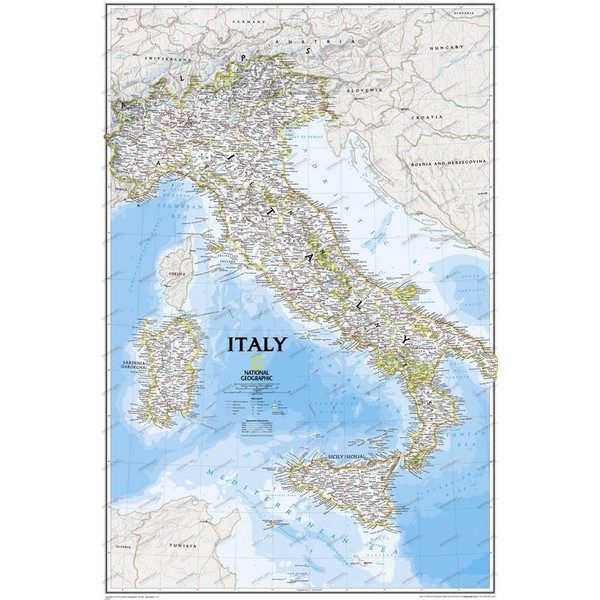 National Geographic Mappa Cartella Italia incorniciata (argento)